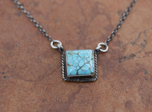 Navajo Silver Turquoise Bar Necklace