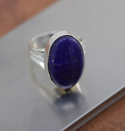 Sterling Silver Lapis Ring Size 7 1/2