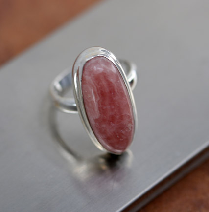 Sterling Silver Pink Rhodochrosite Ring Size 7