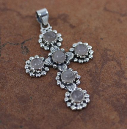 Sterling Moonstone Cross Pendant