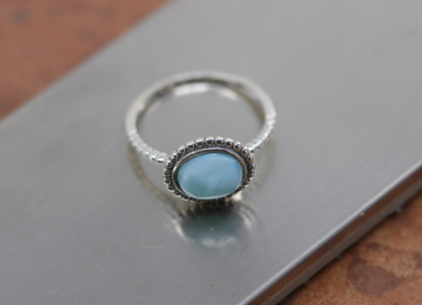 Sterling Silver Larimar Ring Size 8