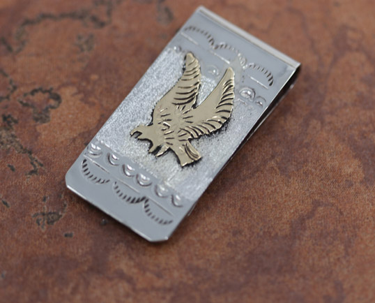 Navajo Silver Gold Eagle Money Clip