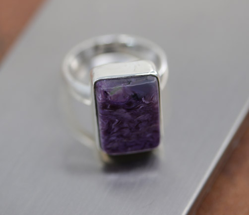 Sterling Silver Charoite Ring Size 7