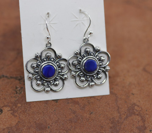 Sterling Silver Lapis Hook Earrings