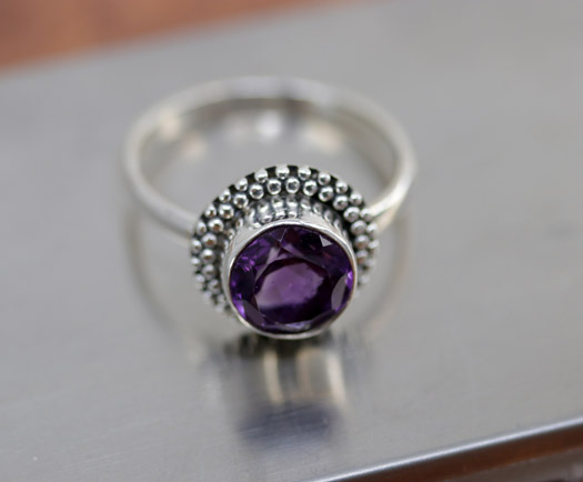 Sterling Silver Amethyst Ring Size 10