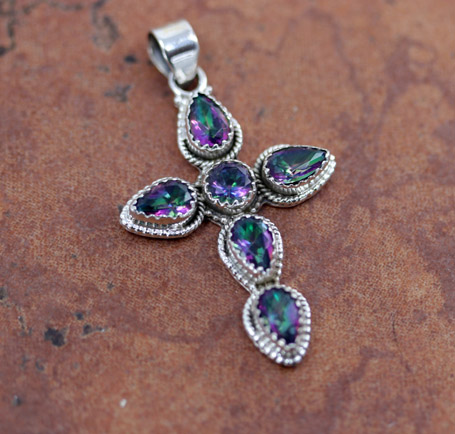 Silver Mystic Topaz Cross Pendant