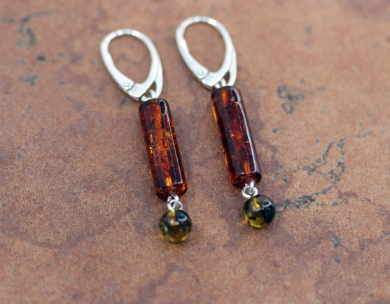 Sterling Silver Baltic Amber Earrings