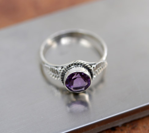 Sterling Silver Amethyst Ring Size 9 1/2