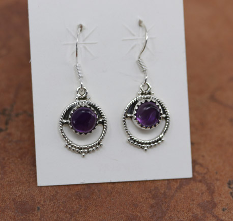 Sterling Silver Amethyst Hook Earrings