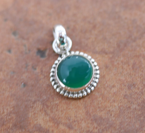 Sterling Silver Green Onyx Pendant