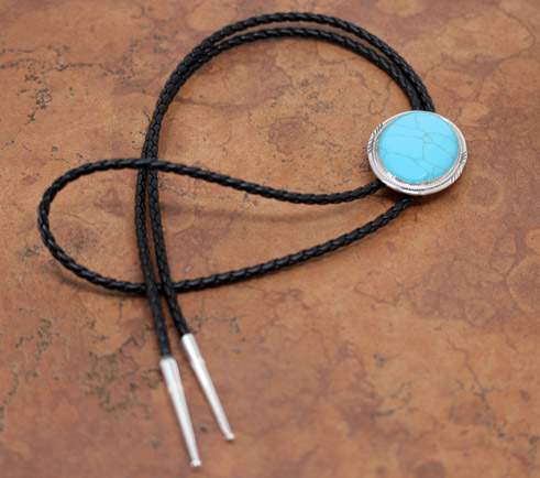 Navajo Silver Turquoise Bolo Tie