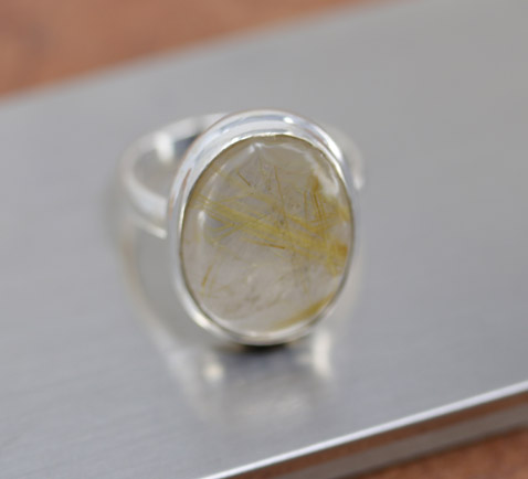 Sterling Silver Golden Quartz Ring Size 9