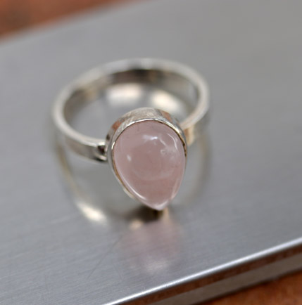 Sterling Silver Rose Quartz Ring Size 7 1/2