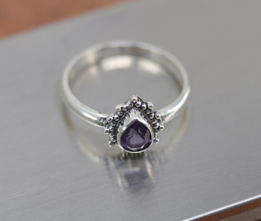 Sterling Silver Amethyst Ring Size 8 1/2