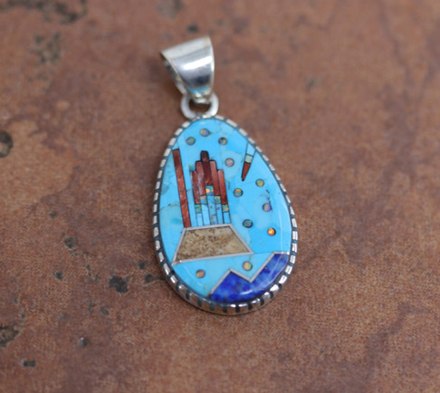 Silver Multi_Stone Pueblo Style Pendant