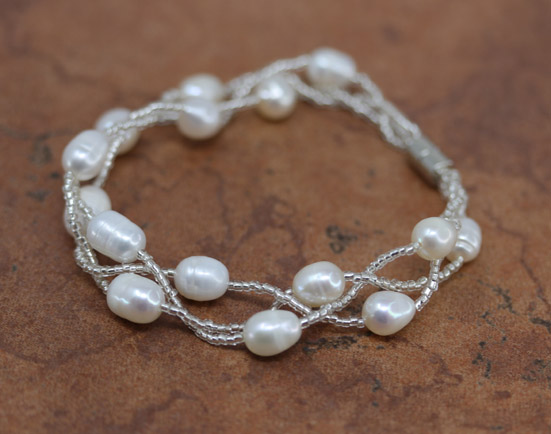 Beaded Freshwater Pearl Magnetic Bracelet