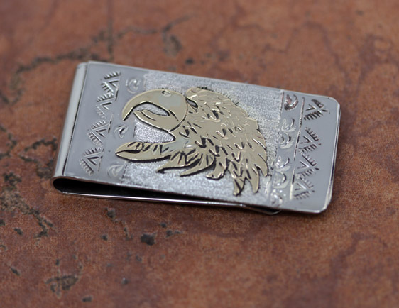 Navajo Silver Gold Eagle Money Clip