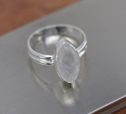 Sterling Silver Moonstone Ring Size 9