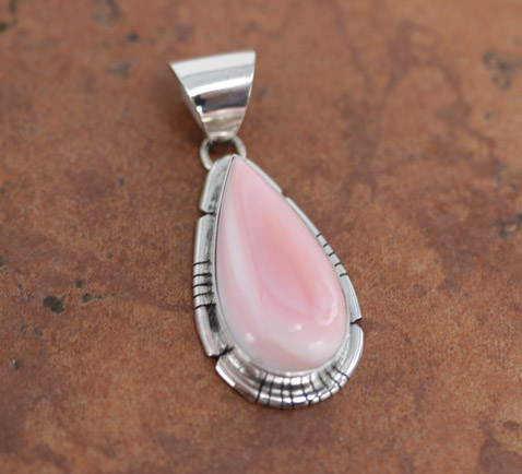 Navajo Sterling Silver Pink Conch Pendant