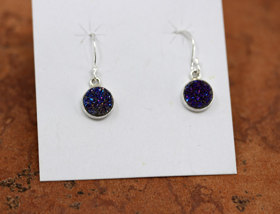 Sterling Silver Druzy Hook Earrings