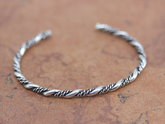 Navajo Twist Wire Silver Cuff Bracelet