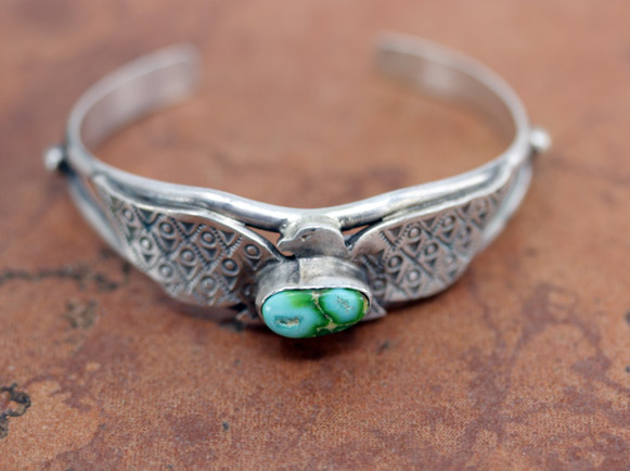 Navajo Silver Turquoise Eagle Bracelet