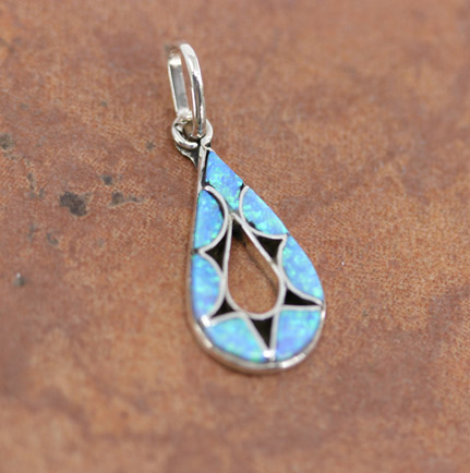 Zuni Silver Created Opal Pendant