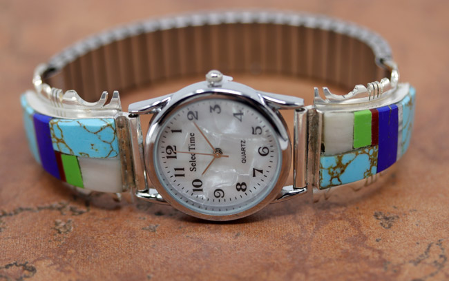 Navajo Silver Multi_Stone Men's Watch