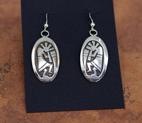 Navajo Silver Kokopelli Earrings