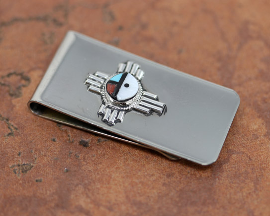 Zuni Zia Sunface Multi_Stone Money Clip