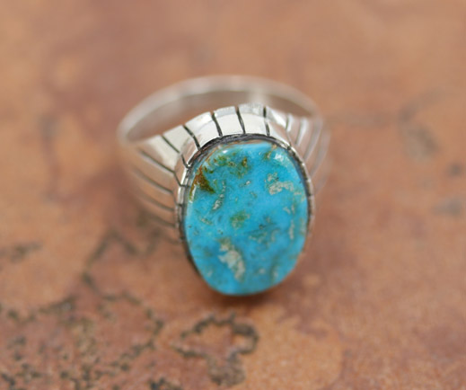 Navajo Silver Turquoise Ring Size 10