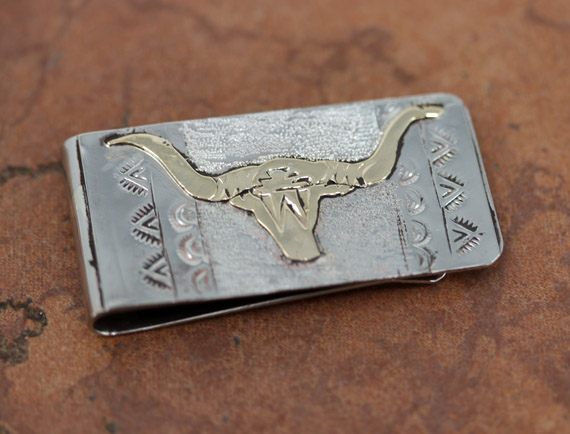 Navajo Silver Gold Bull Money Clip by RJ