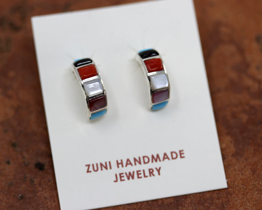 Zuni Silver Multi_Stone Earrings