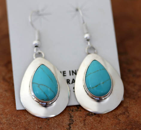 Navajo Silver Turquoise Earrings by Wilson