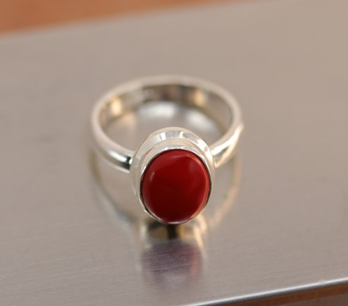 Sterling Silver Sponge Coral Ring Size 5