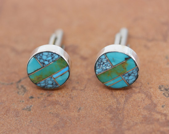 Navajo Silver Multi_Stone Cuff Links