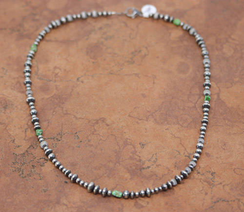 Navajo Pearl Silver Heishi Turquoise Necklace