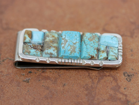 Navajo Silver Turquoise Money Clip