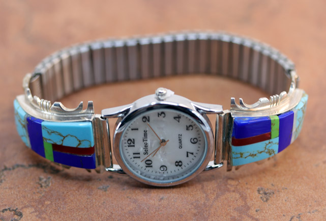 Navajo Silver Multi_Stone Men's Watch