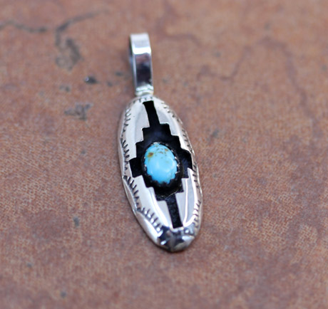 Navajo Silver Turquoise Shadowbox Pendant