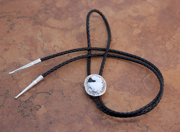 Navajo Silver White Buffalo Bolo Tie