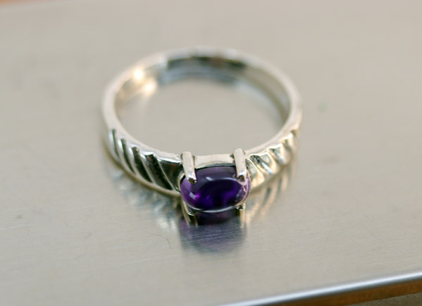 Sterling Silver Amethyst Ring Size 7 1/2