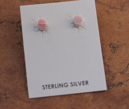 Zuni Silver Pink Quartz Earrings