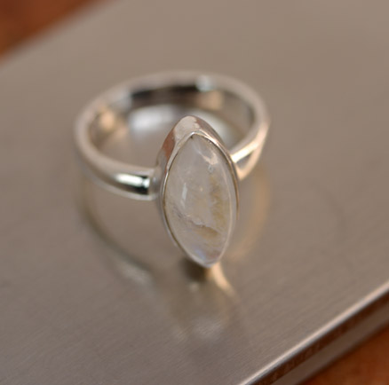 Sterling Silver Moonstone Ring Size 6