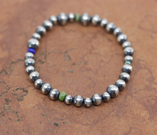 Navajo Pearl Silver Multi_Stone Bracelet