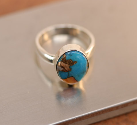 Sterling Silver Mojave Turquoise Ring Size 5 1/2