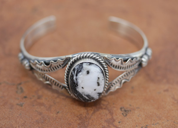 Navajo Silver White Buffalo Bracelet