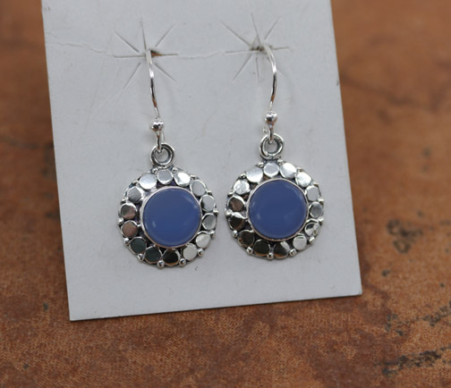 Sterling Silver Blue Chalcedony Hook Earrings