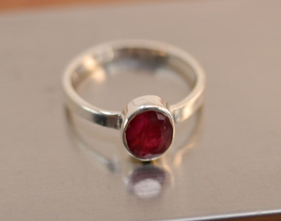 Sterling Silver Ruby Ring Size 8