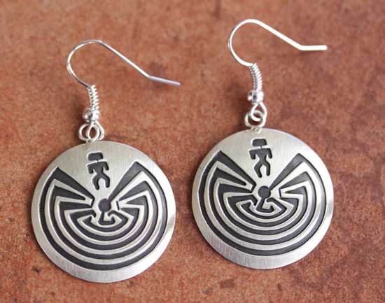 Navajo Sterling Silver Man in the Maze Earrings